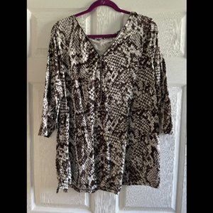 Belle by Kim Gravel Snake Print Zipper Top